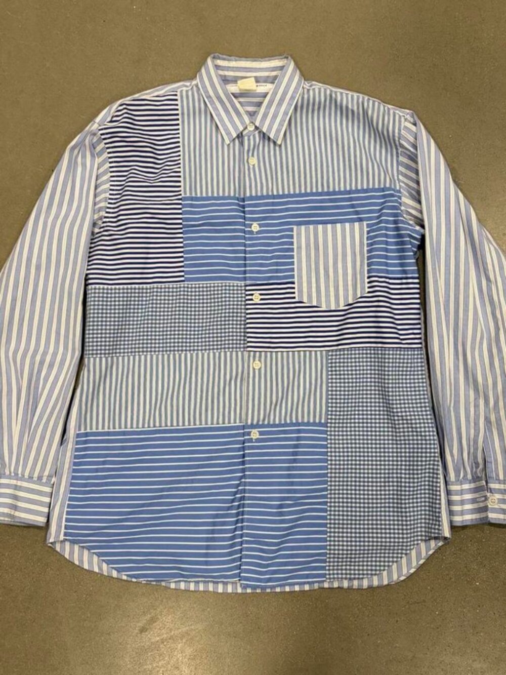 Comme des Garcons SHIRT CDG Patchwork Striped Button Up Blue White France M